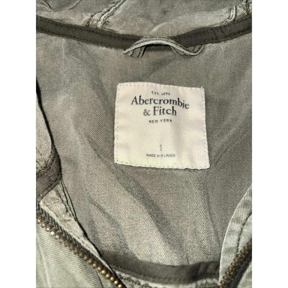 Abercrombie & Fitch Jacket Womens Small S Green Utility Military Hooded Full Zip